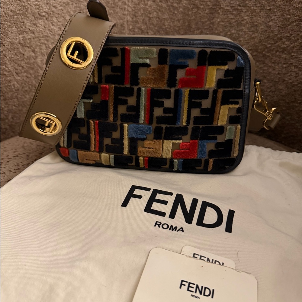 Fendi Multicolor Mink Leather Camera Shoulder Bag RARE